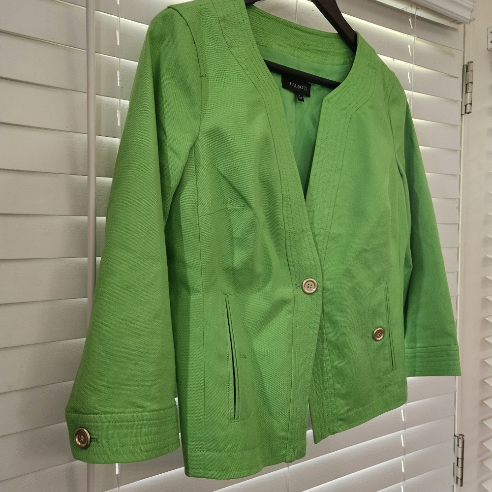 Talbots Lime Green Spring Single Button Collarles… - image 5